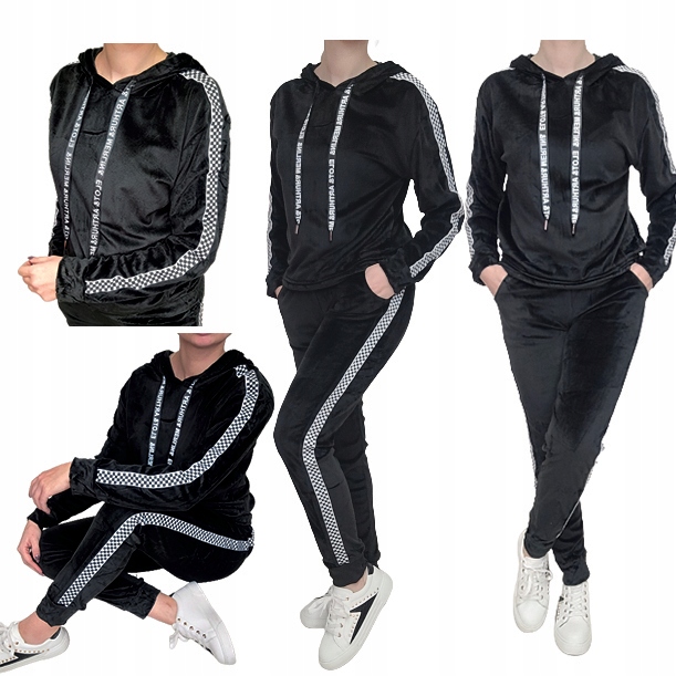

6 Kolorów Komplet dres welurowy bluza+spodnie S/m