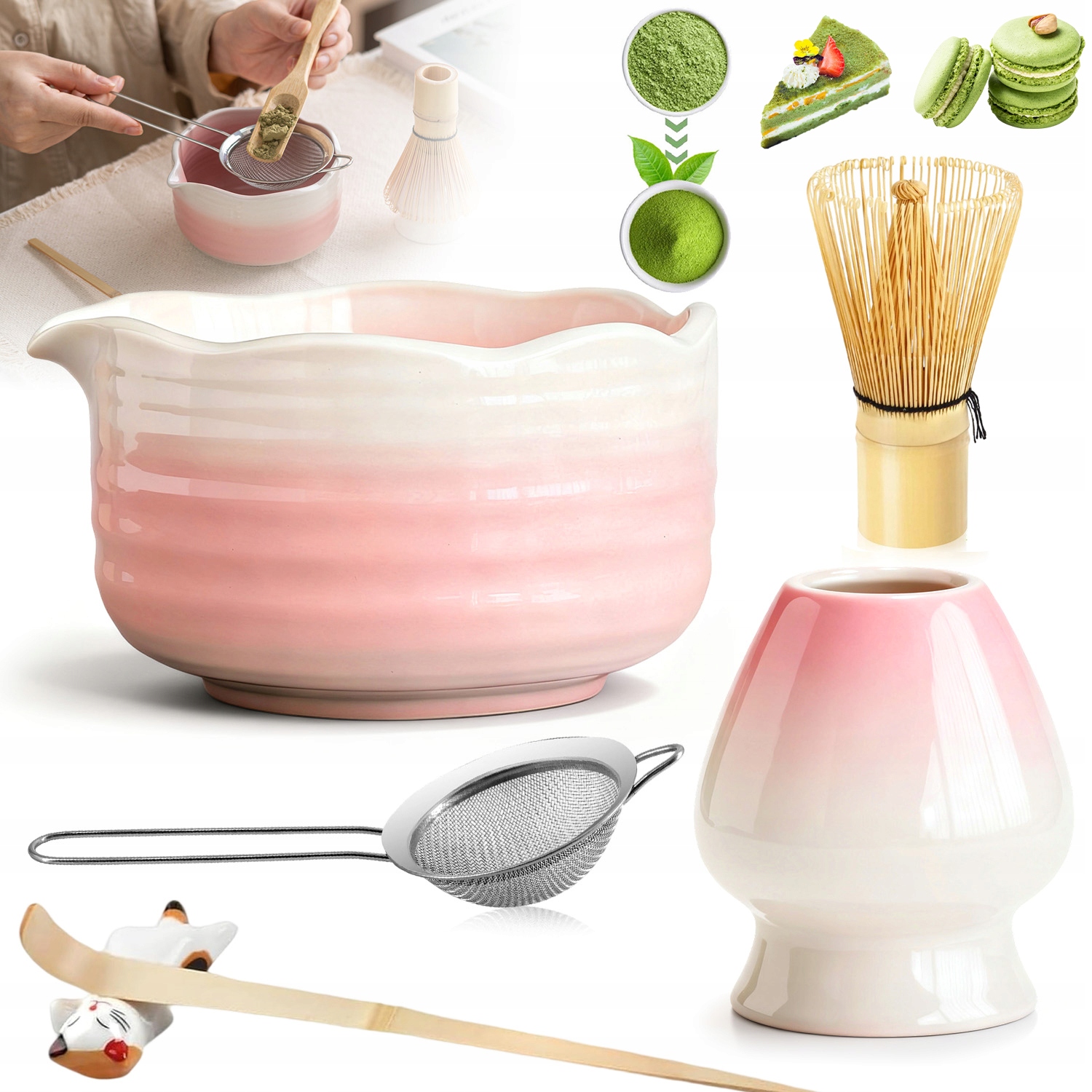 Levně Dárková Sada 6 Kusů Na Čaj Matcha Sada Na Vaření Matchy Lžíce