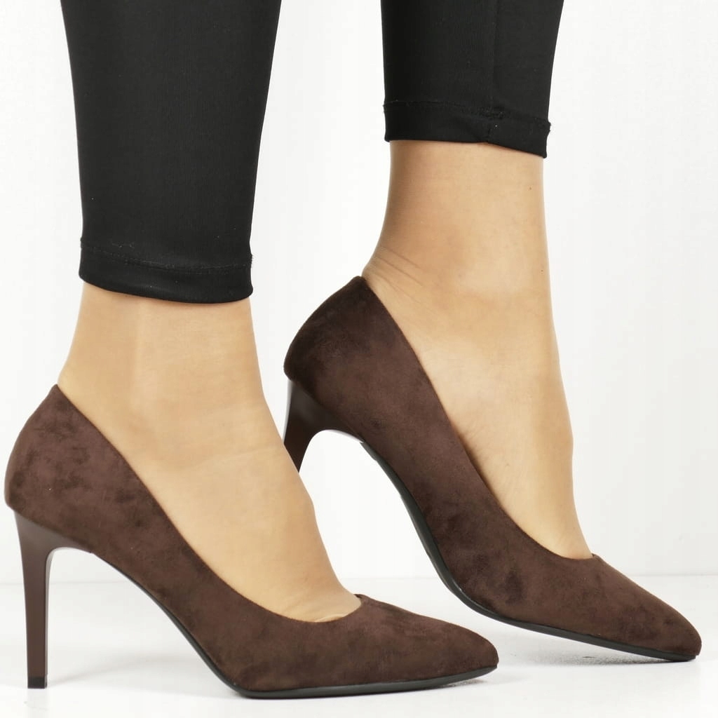 iBUTY Lodičky Čokoládové Špendlíky Hnědé Semišové Pohodlné Stabilní Módní