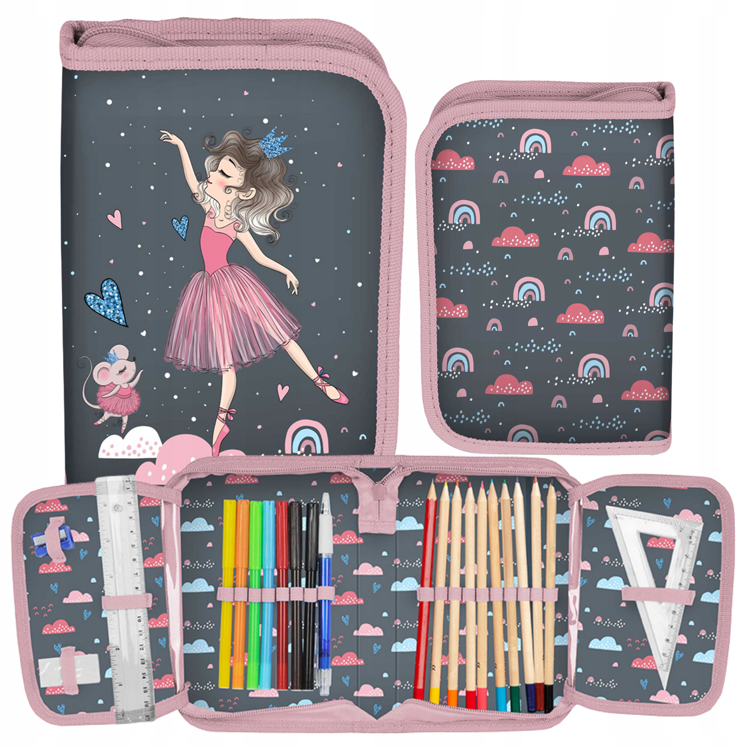 РЮКЗАК ШКІЛЬНИЙ BALLET GIRL BALLET MEGA SET 5 ЕЛЕМЕНТ  Елементи набору Пляшка для води Пенал з аксесуарами Сумка для сніданку Сумка для спортзалу