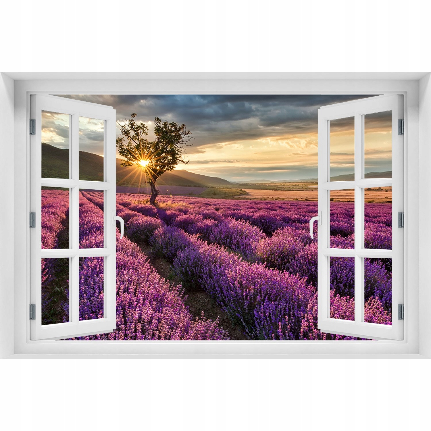 

Naklejka 3D Okno na ścianę Pole lawendy 90x60