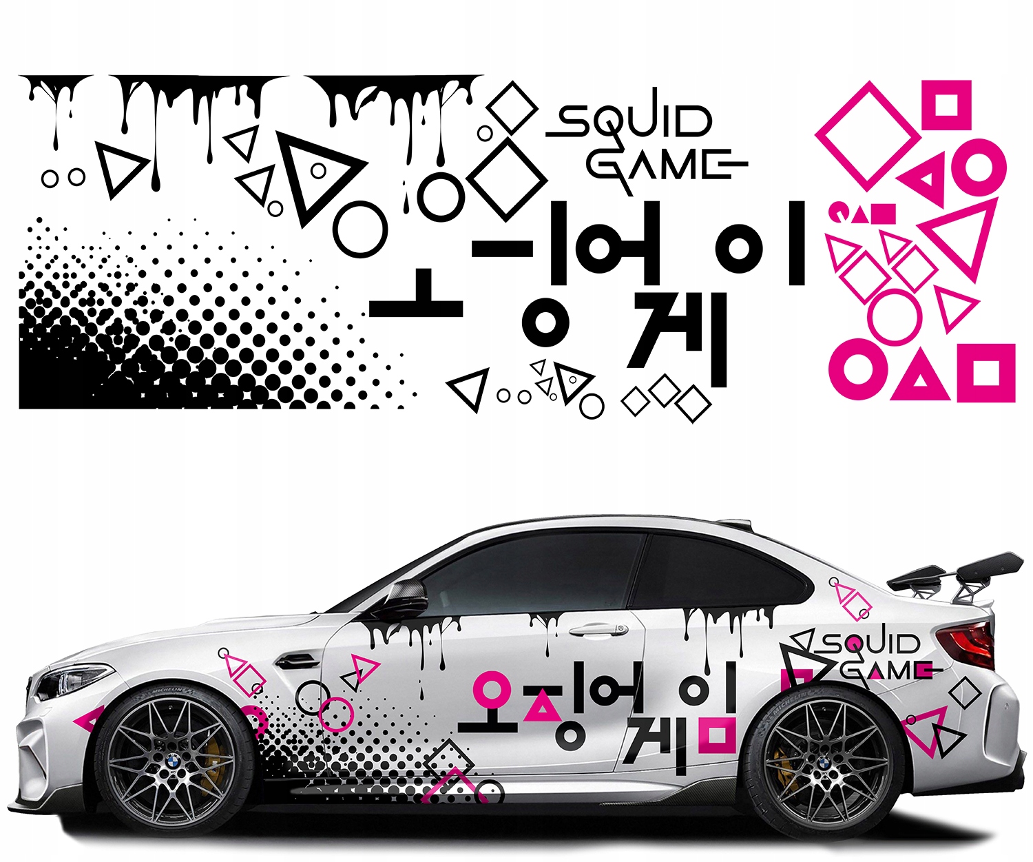 2x Samolepka Grafika na auto Motiv Geometrie Tvary Zakapávání 94x282