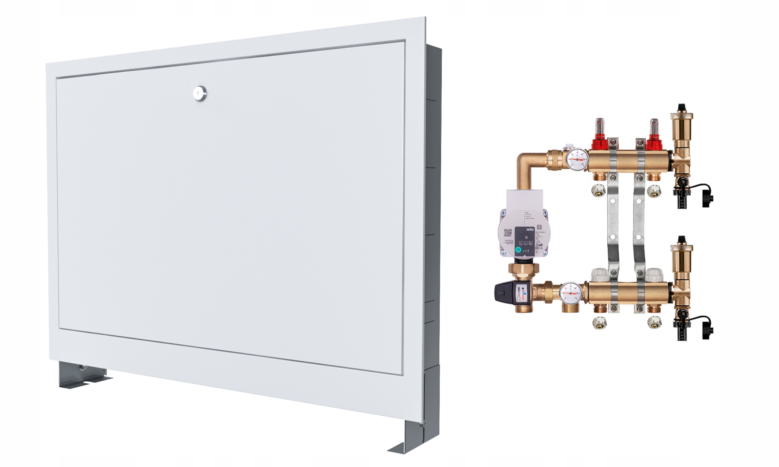 Mosazný Rozdělovač Pro Podlahovku 2 S Čerpadlem Wilo+podomítková Skříňka+pex