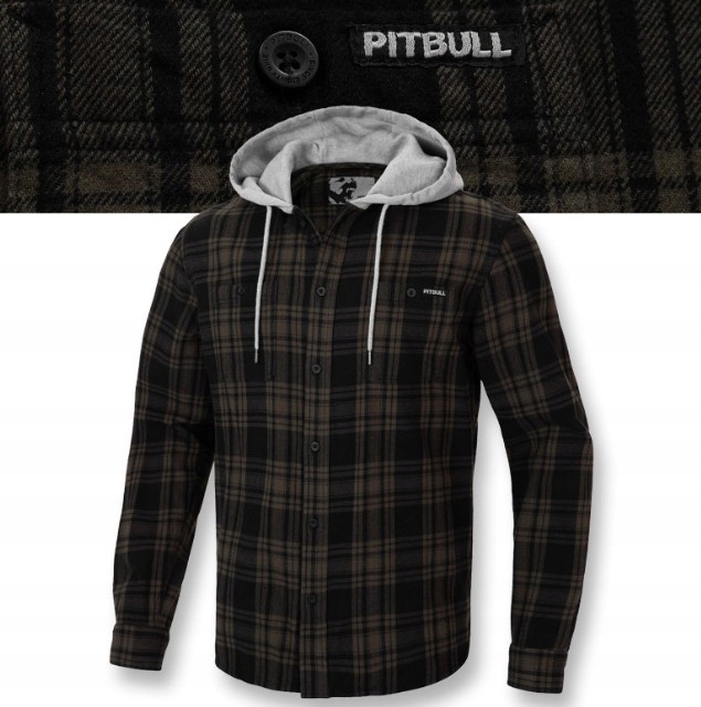 Pánská flanelová košile s kapucí Pitbull Woodson bavlna pro každodenní nošení M