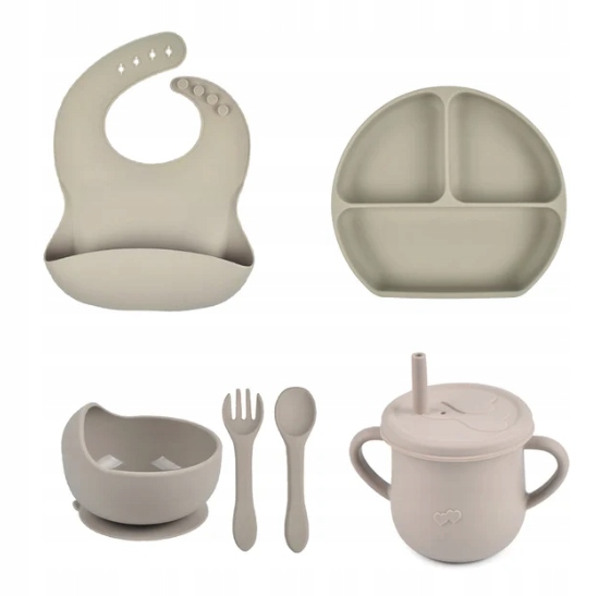 PIERWSZE NACZYNIA ZESTAW DO KARMIENIA DLA DZIECI SILIKONOWE NACZYNIA