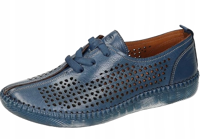 Manitu Modré Dámské Ažurové Kožené Polobotky 36 6AB