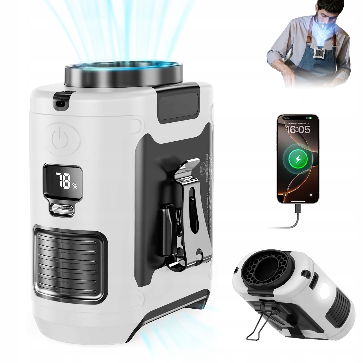 Bezdrátový Kempingový Ventilátor 5 Úrovní Led 10000MAH Usb