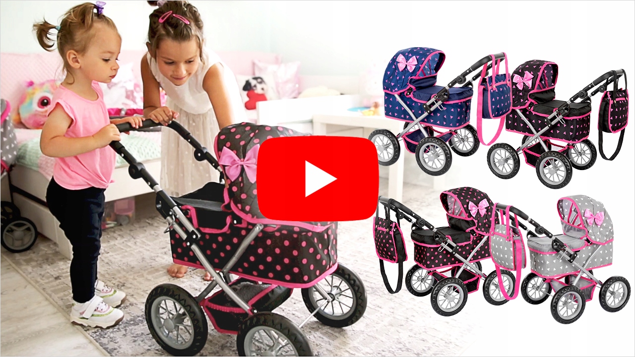 KINDERPLAY WÓZEK DLA LALEK GŁĘBOKI GONDOLA SKŁADANY TORBA + LALKA BOBAS Marka Kinderplay