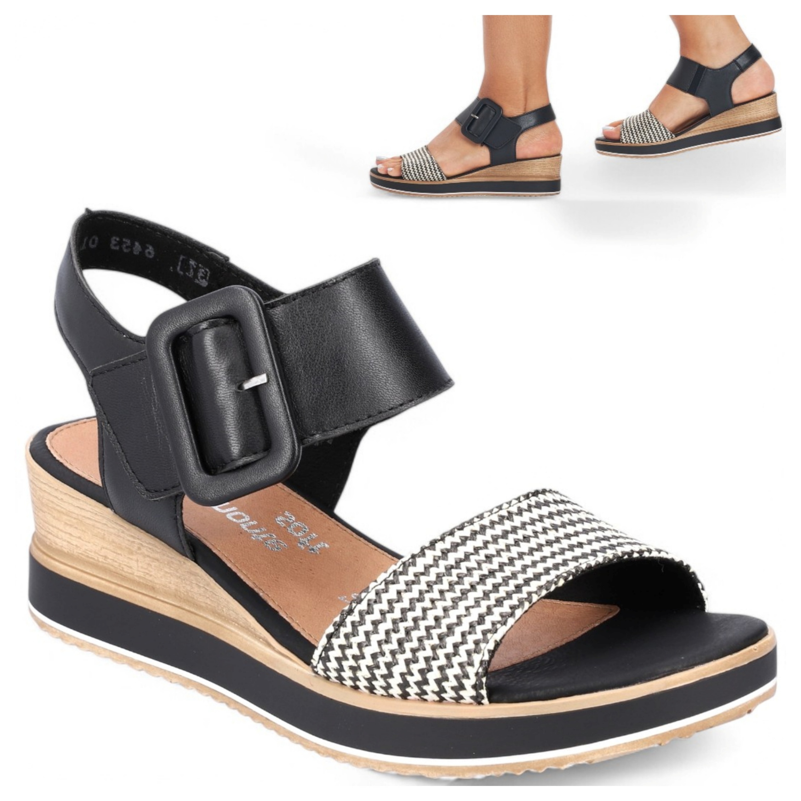 Remonte Dámské sandály 39 Kůže na letní platformě, módní, ležérní, černé