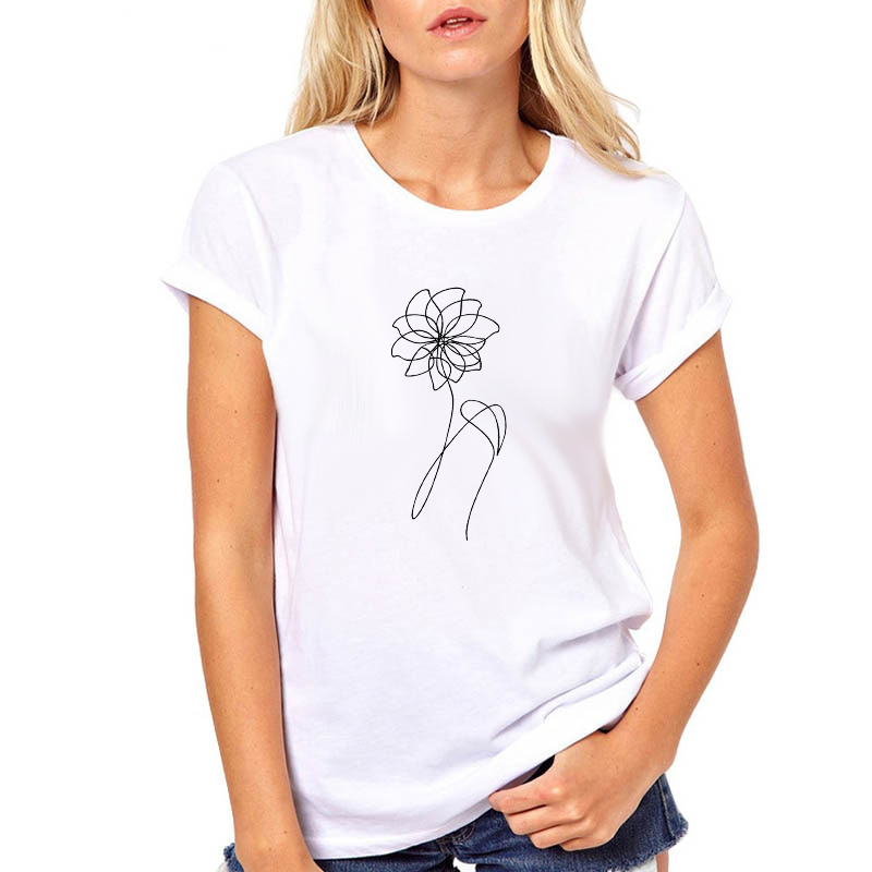 

T-shirt Koszulka Damska Z Nadrukiem Kwiatek S