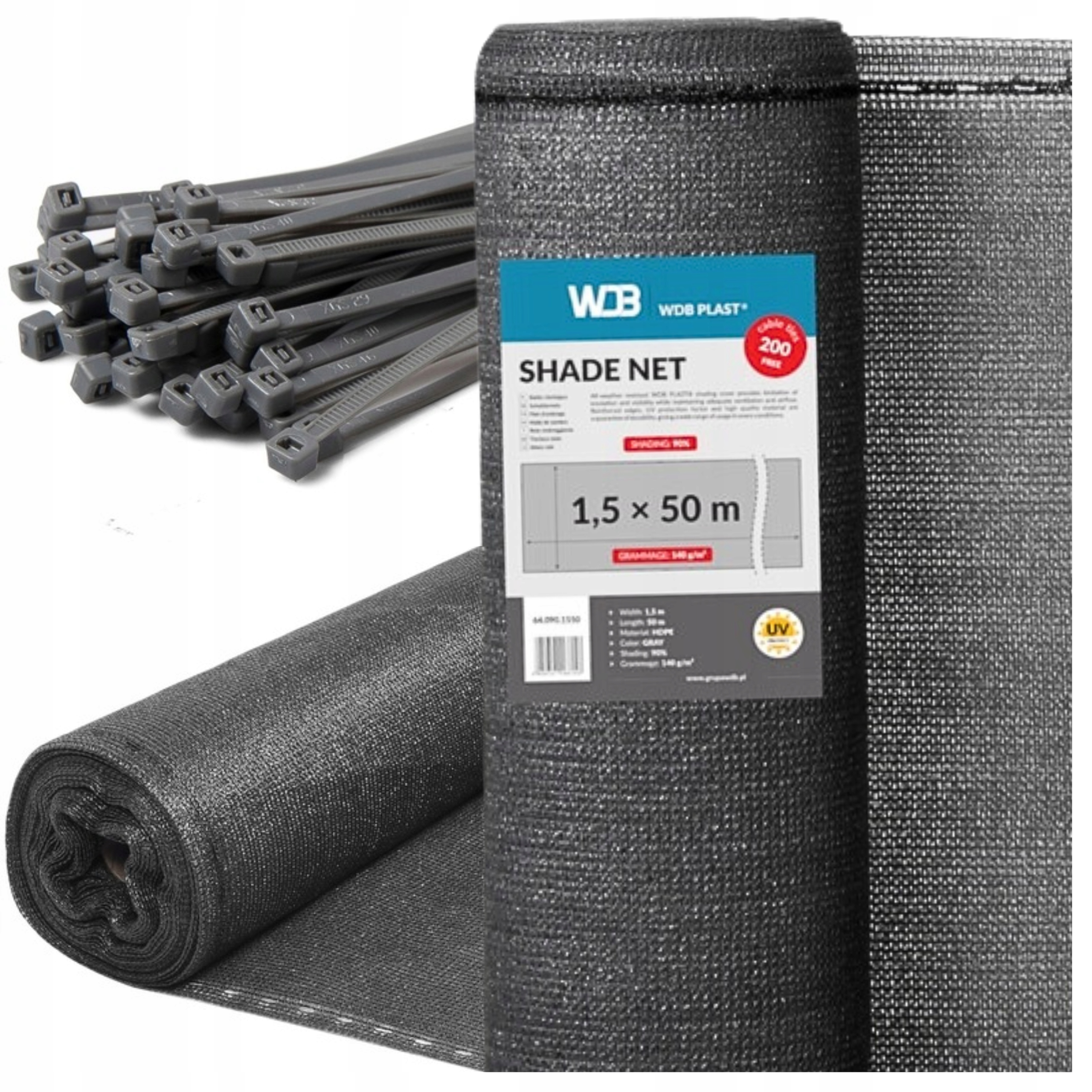 Siatka Cieniująca Maskująca Osłona Na Płot Ogrodzenie 95% 1,5mx50m Szara