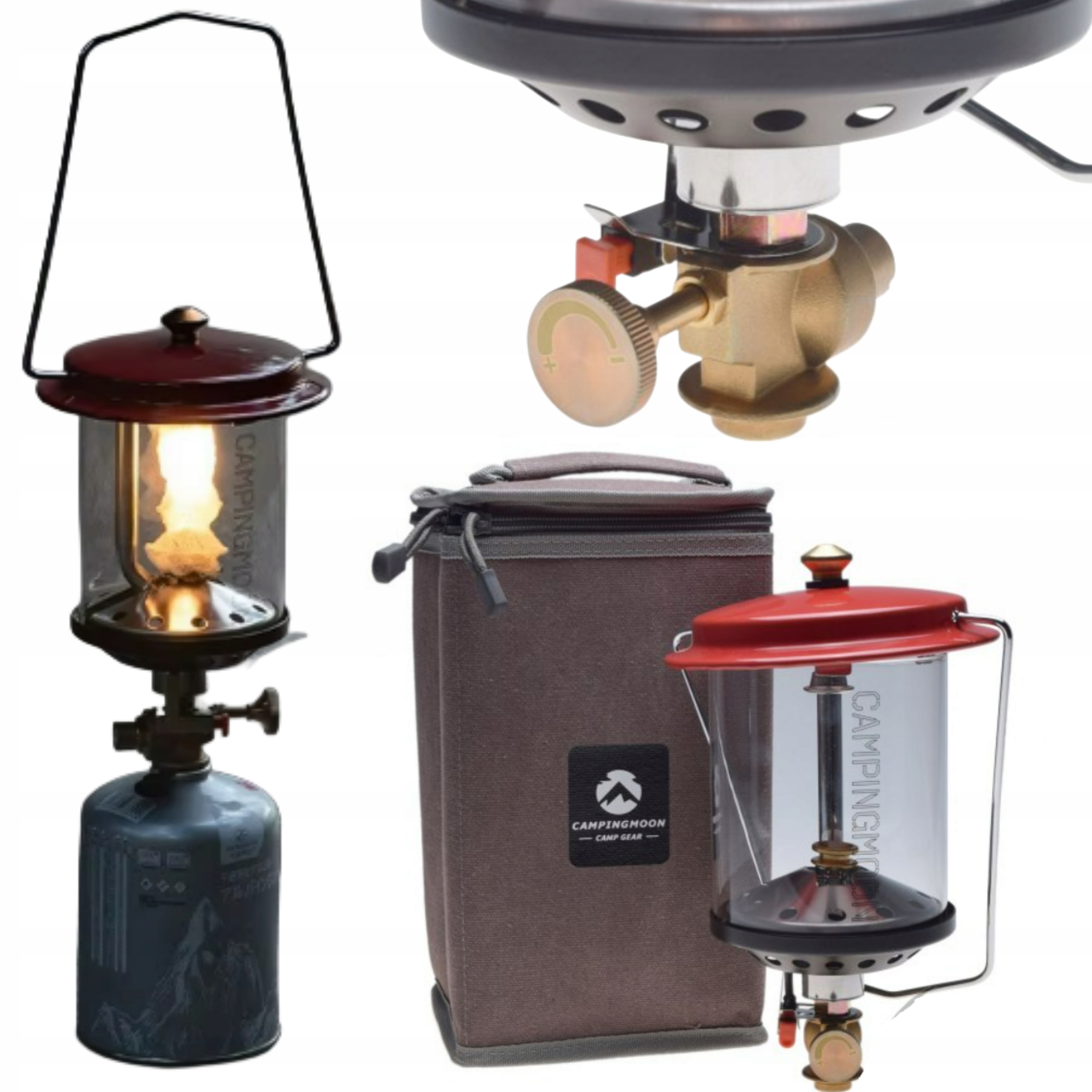 Přenosná plynová lampa Campingmoon pro venkovní kempování, Nerezová Ocel Pouzdro