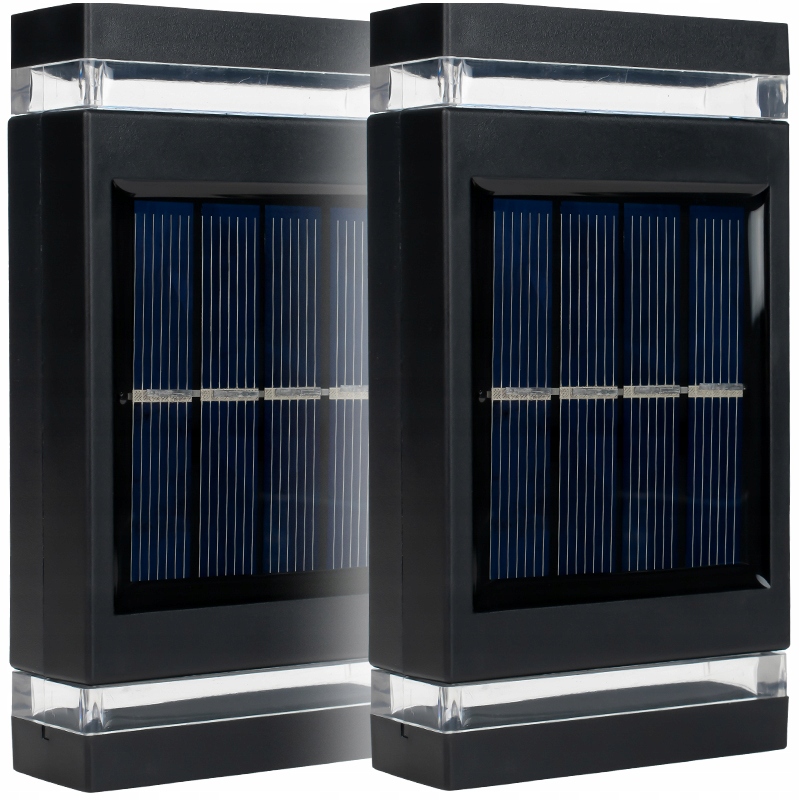 

2x Czarna Lampa Kinkiet Solarny Zewnętrzny Czujnik