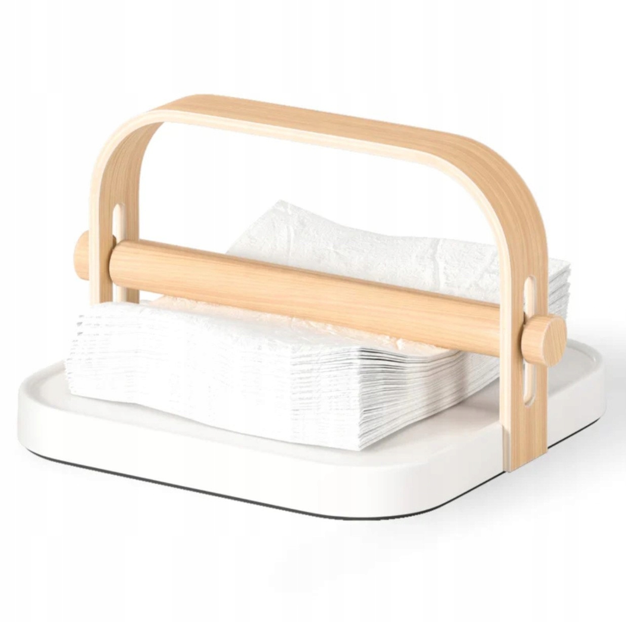 Bílý ubrousek s dřevěnou rukojetí, moderní do kuchyně na stůl Bellwood