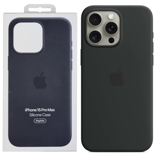 Pouzdro Zadní Kryt Apple Iphone 15 Pro Max Silicone Case Magsafe Černé Originální