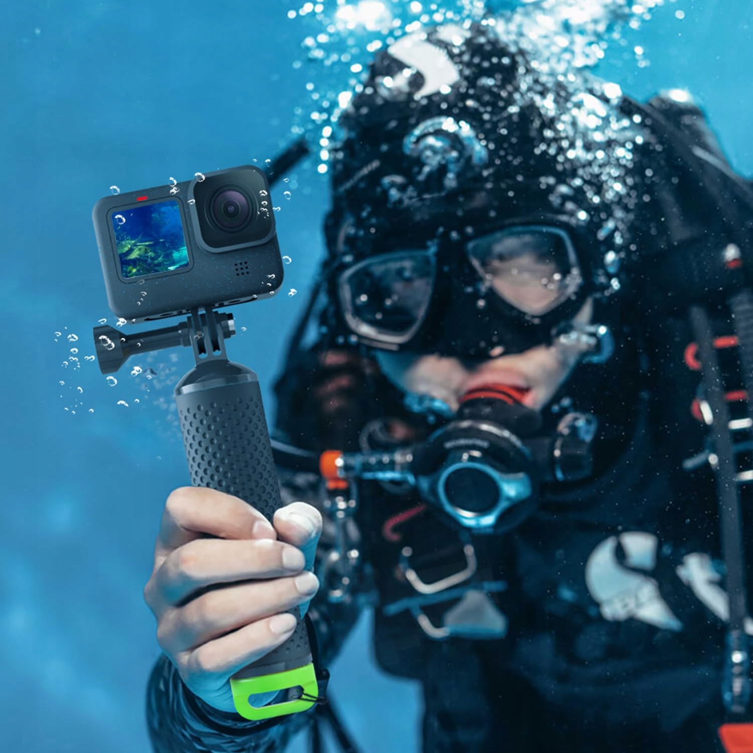 SAMETOP Uchwyt Pływający Do Kamer GoPro Hero DJI Osmo Action Zielony — miniatura 7