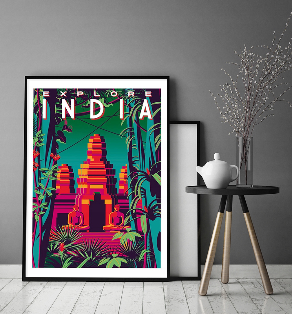 OBRAZ PLAKAT W RAMIE 33x43 cm Indie P1271 Materiał wykonania papier/karton