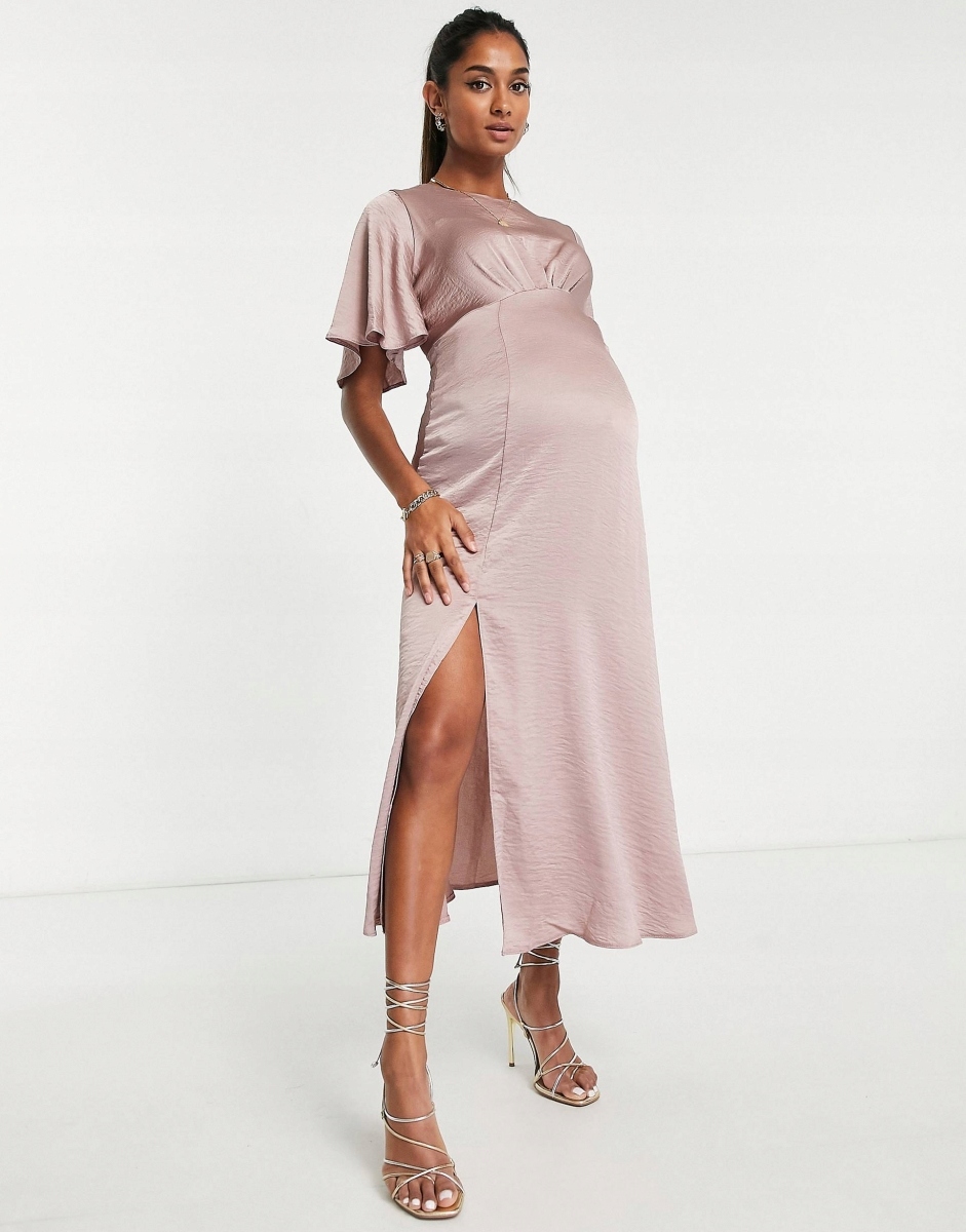 MATERNITY SUKIENKA MIDI ROZM L 318 Kolor fioletowy