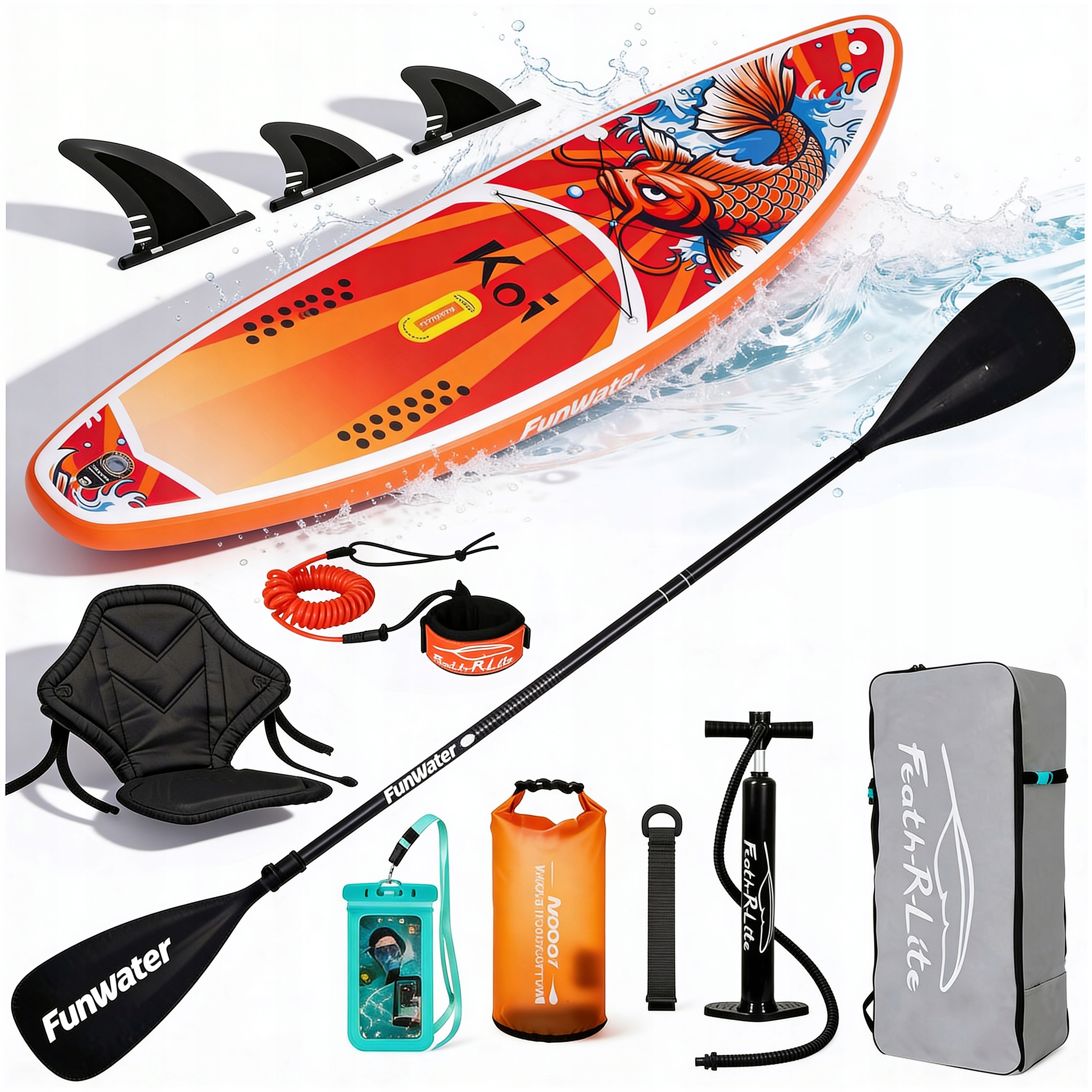 Deska Sup 350CM Dmuchana Do Pływania Pompowana Stand Up Paddle Koi Zestaw