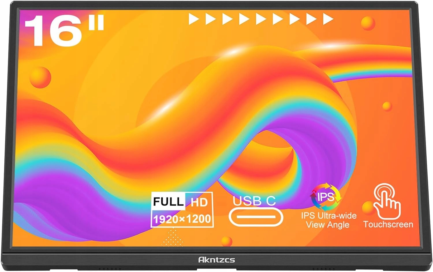 Prenosný monitor Akntzcs HD160 5V 3A 16'', Fhd 1920 x 1200P, Ips