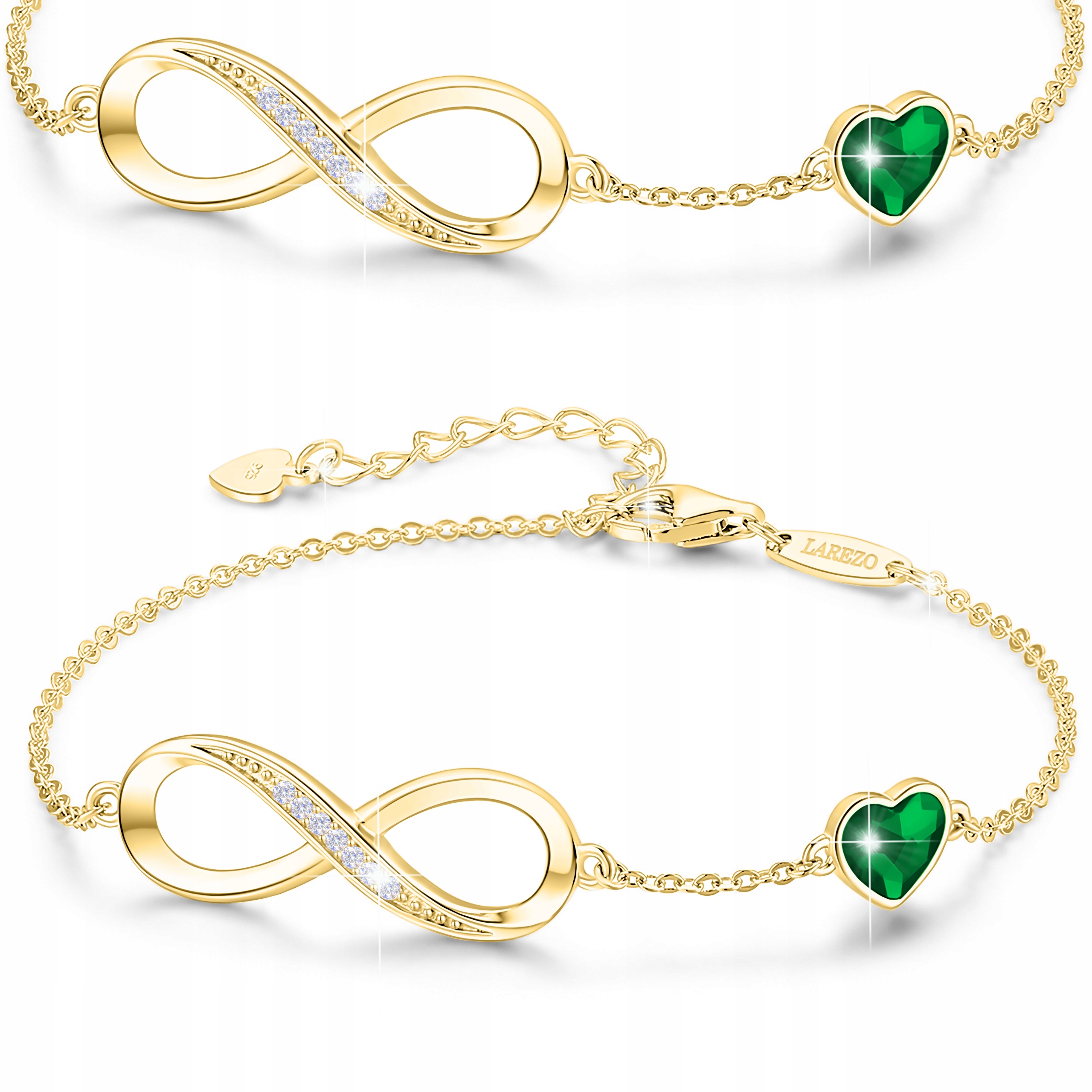 Zlatý náramek Symbol nekonečna Pozlacený 585 Zirkony Stříbro 925