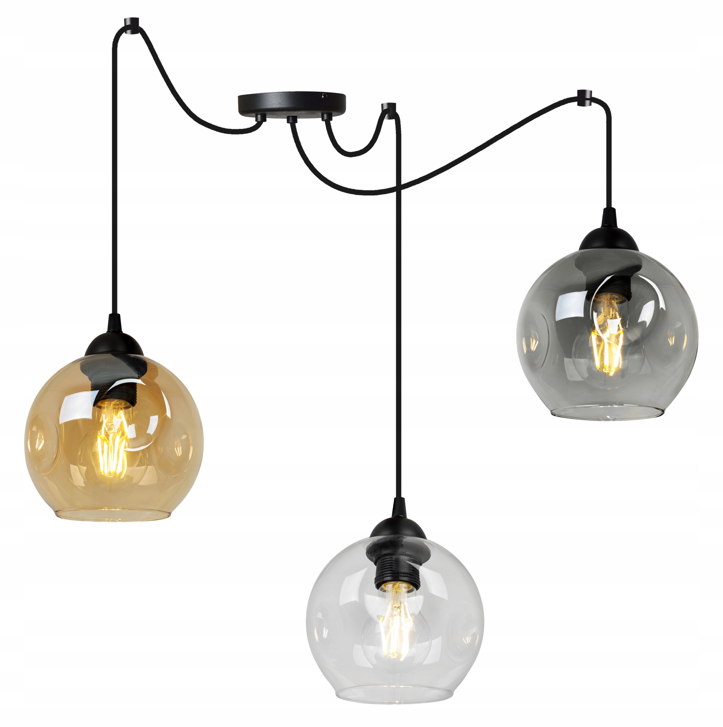 

Nowoczesna Lampa Wisząca Szklany Klosz Pająk Led