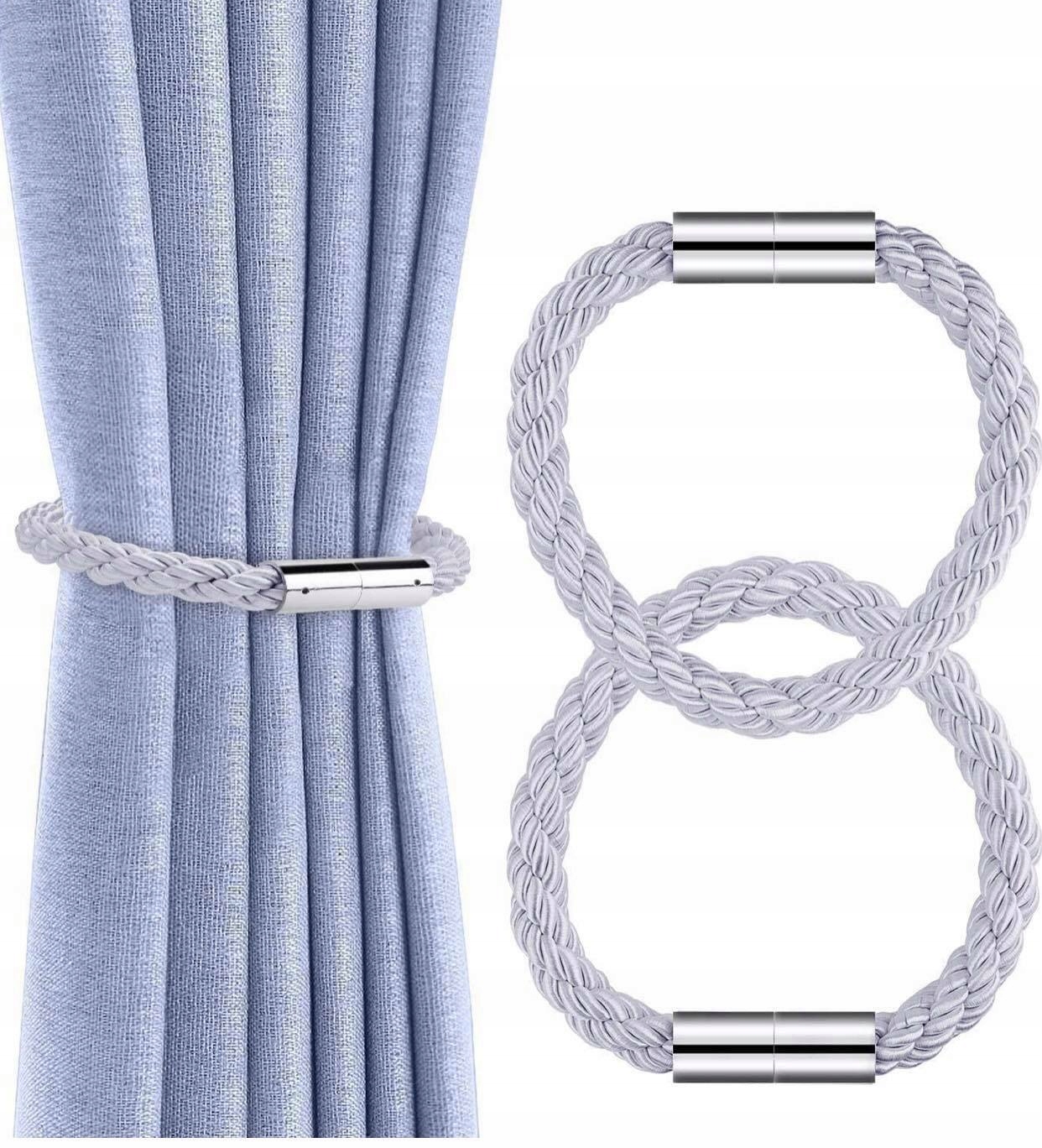 UPIĘCIE DO FIRAN ZASŁON GRUBA KLAMRA MAGNETYCZNA SREBRNA WYSTRÓJ OKIEN