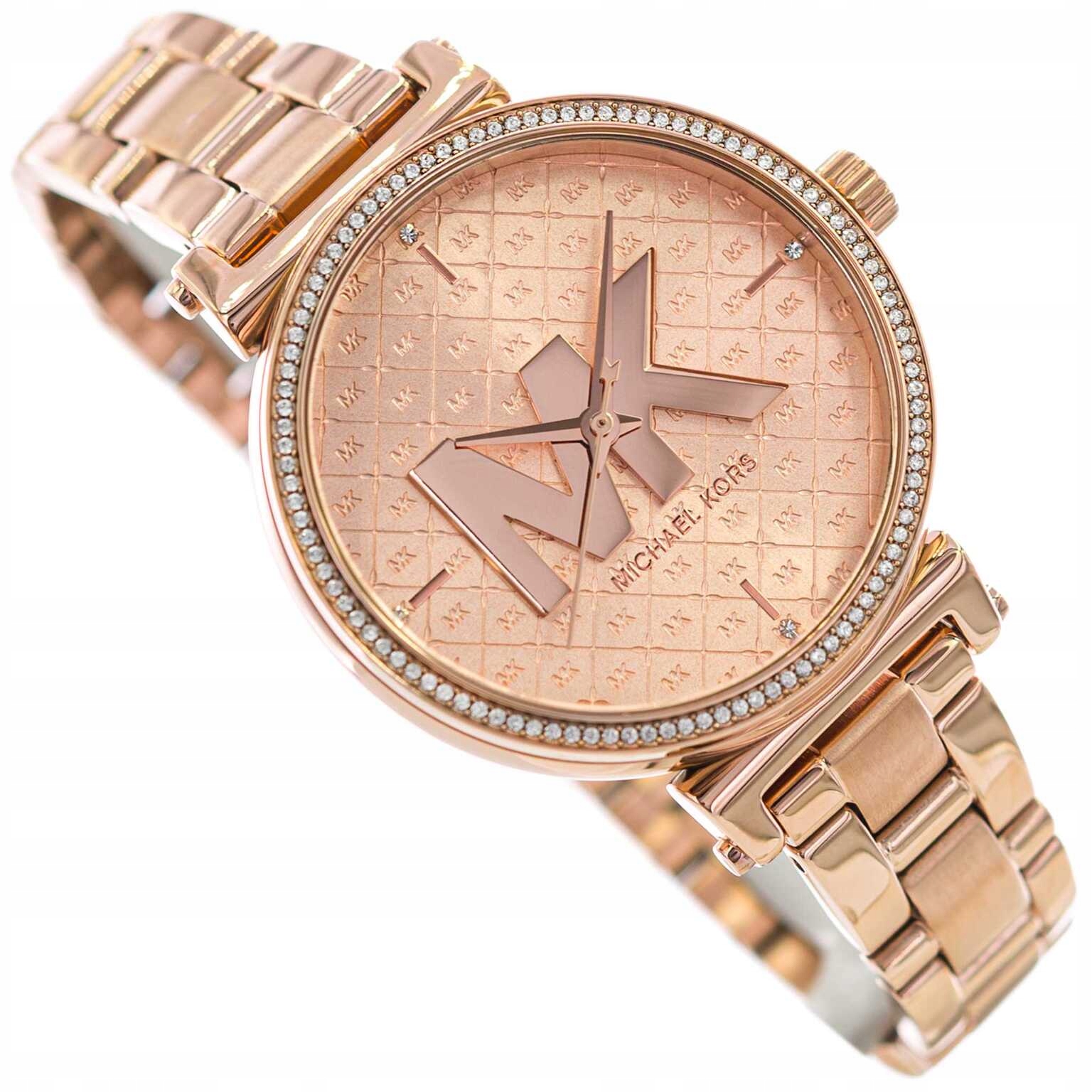 Damski Zegarek Michael Kors MK4335 Sofie Glamour Różowe Złoto Cyrkonie