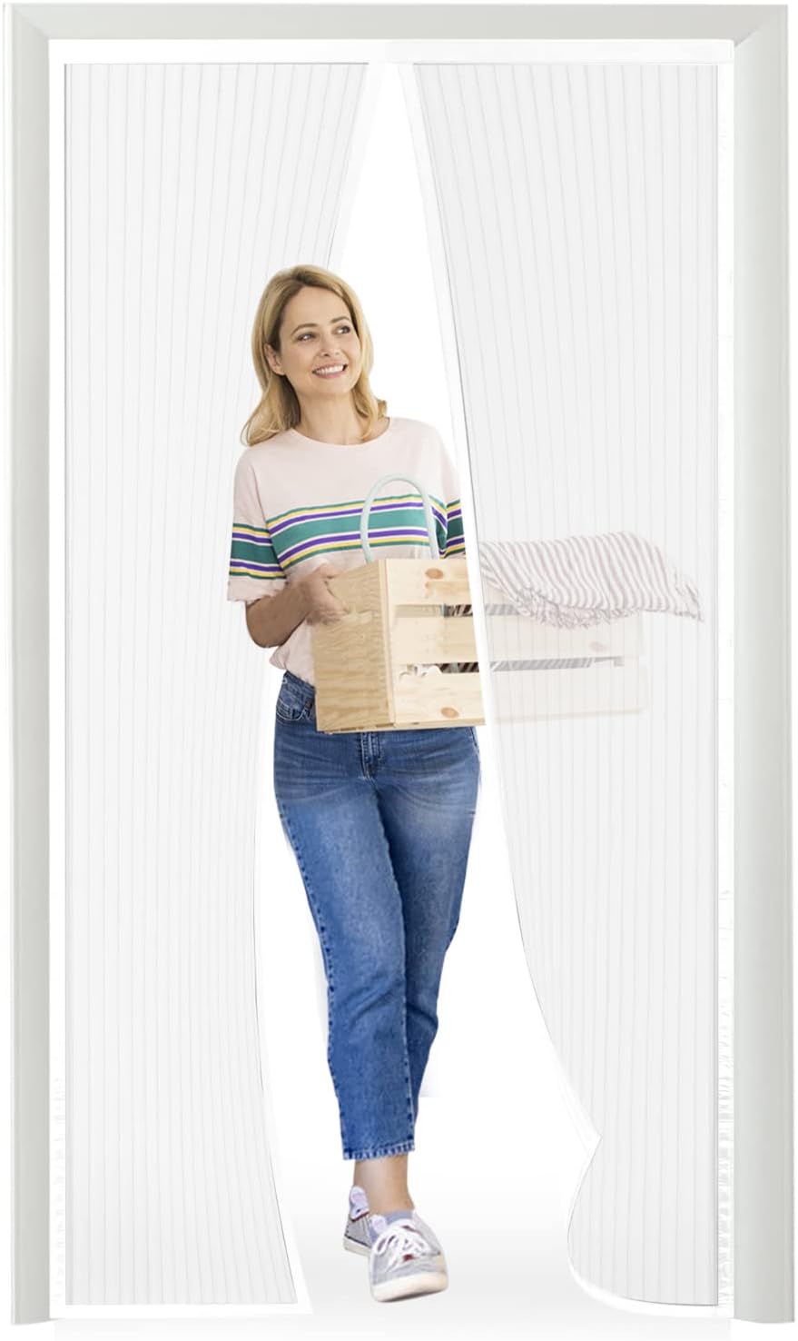 Moskytiéra na dveře 100 x 200 cm bílá s samolepicí upevněním
