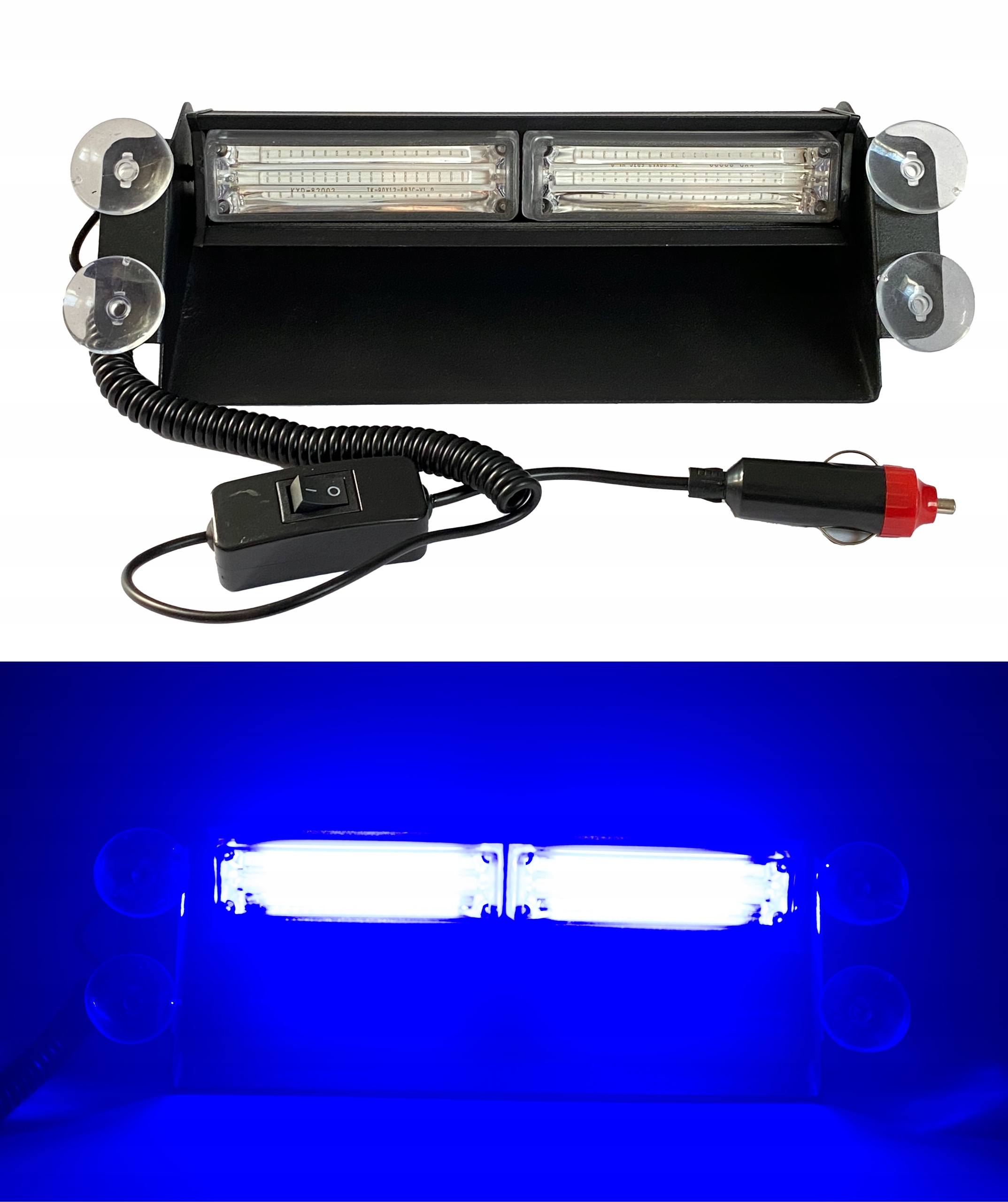 STROBOSKOP NA SZYBĘ KOGUT LAMPA POLICYJNA LED niebieski przyssawki 3 TRYBY