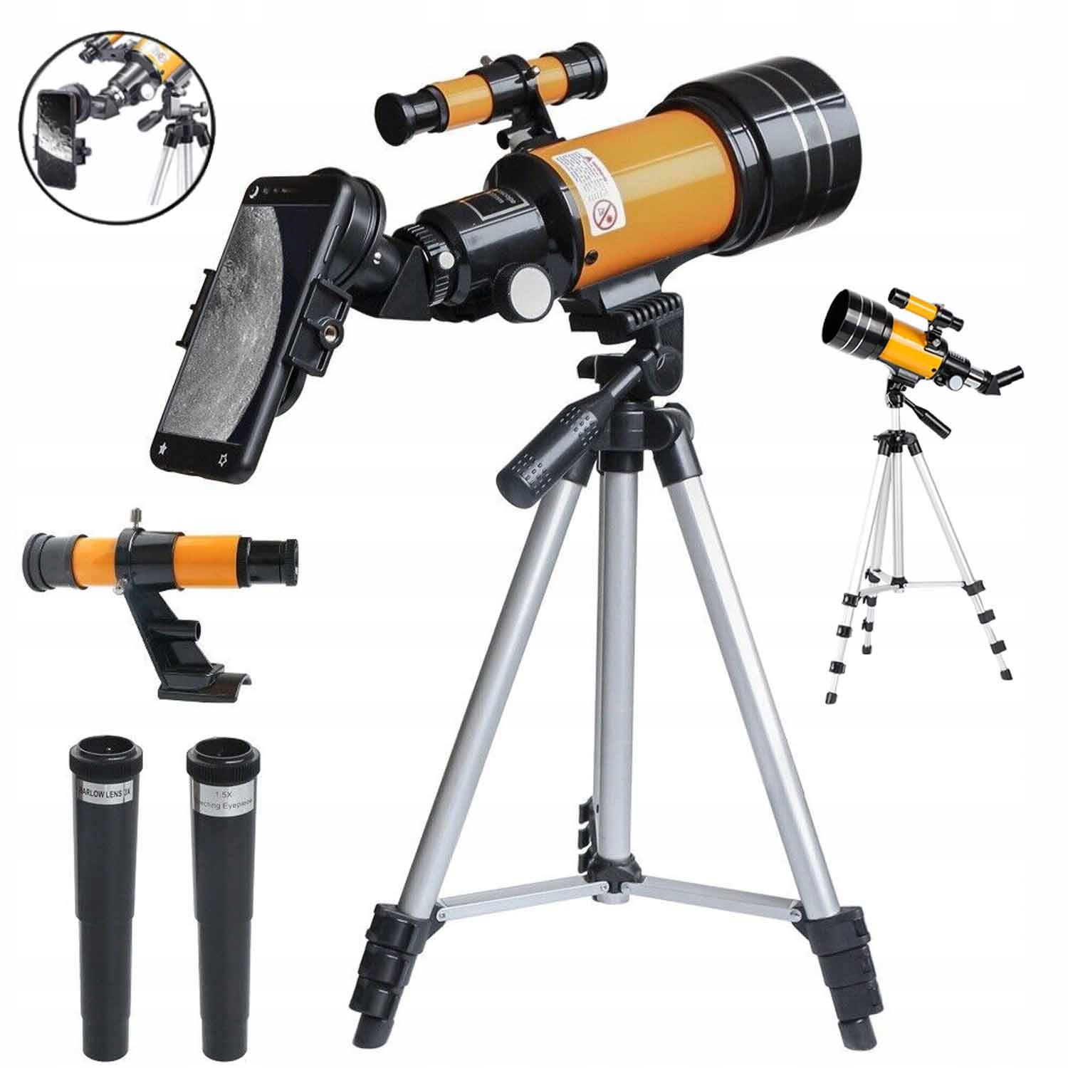 Sada Astronomický Teleskop Luneta 15X-150X 70 mm 300 mm