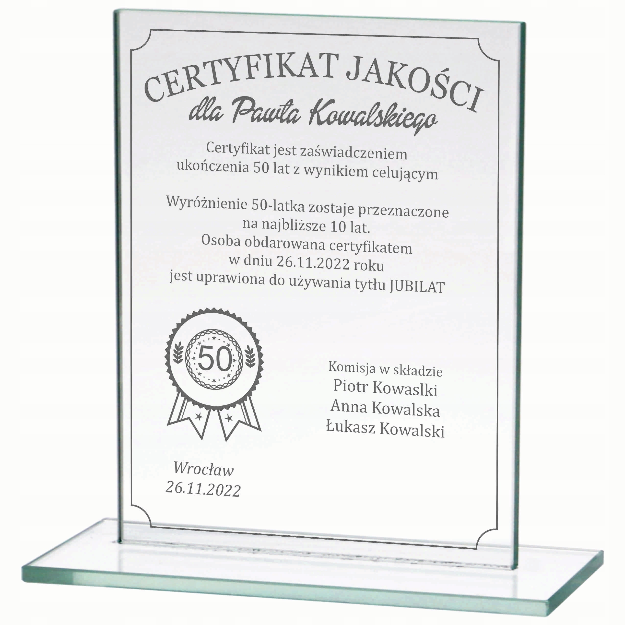 

na urodziny 18,30,40,50 grawer na szkle