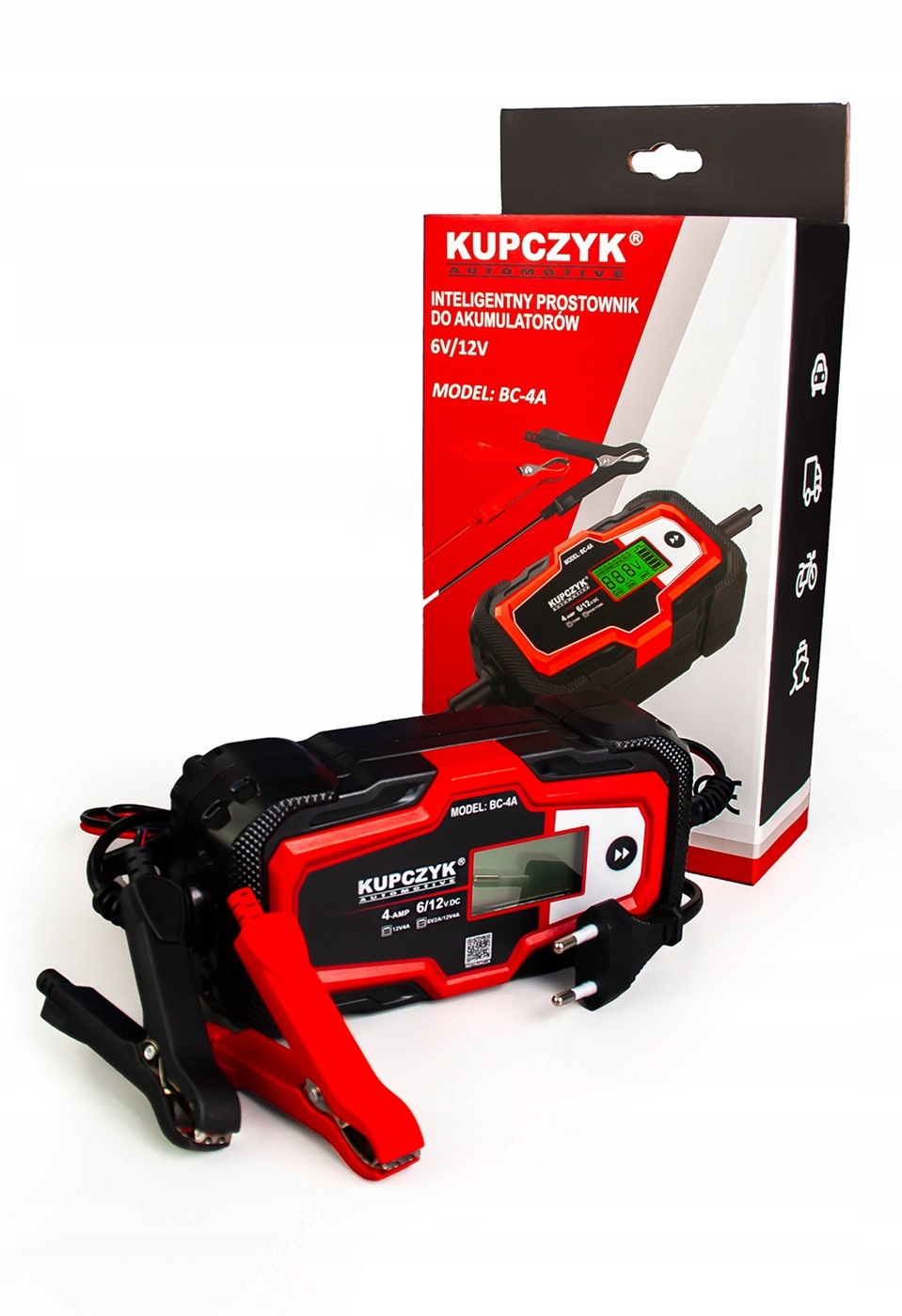 Prostownik mikroprocesorowy do ładowania akumulatora 6V 12V BC-4A Kupczyk