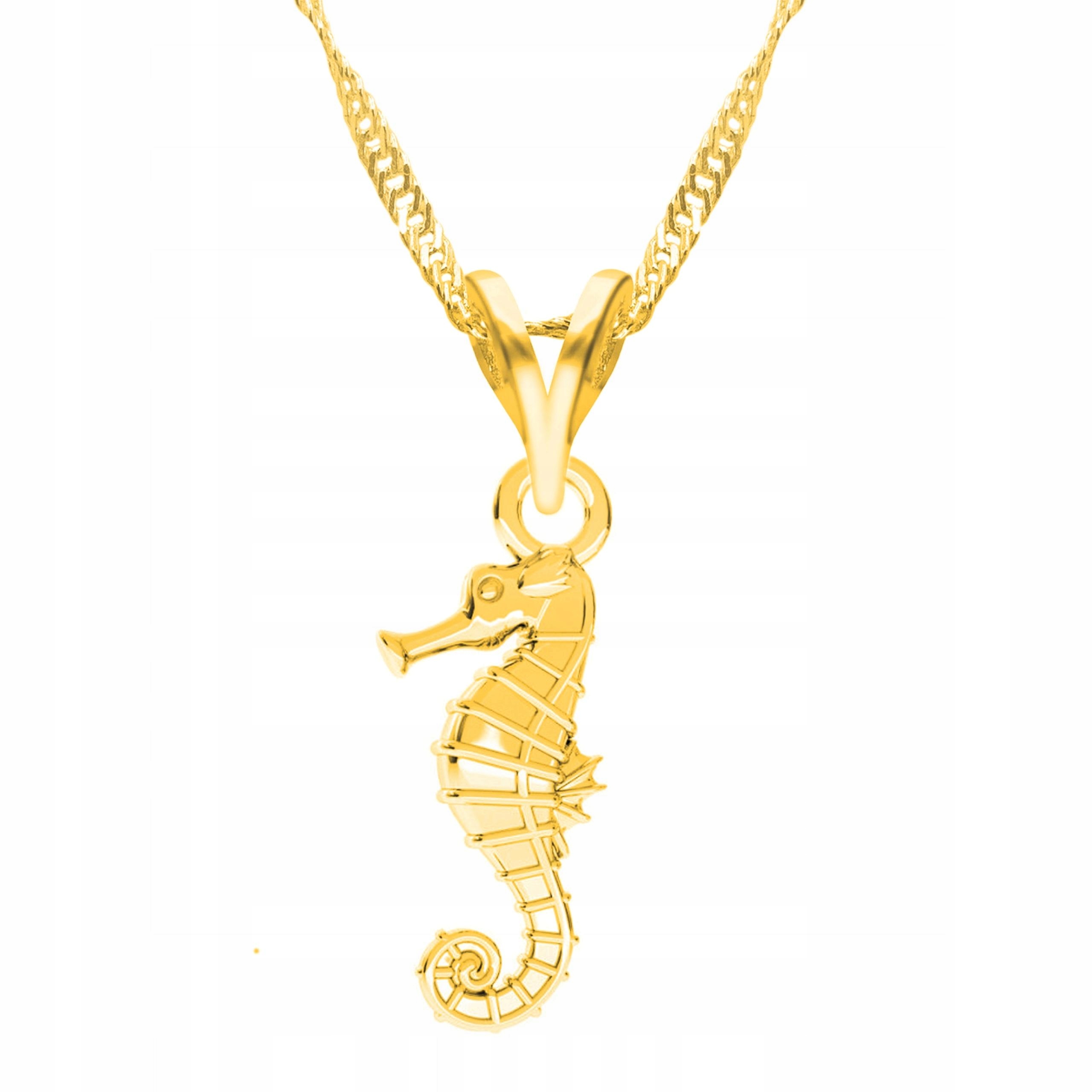 Zlatý náhrdelník Mořský koník Rybka s mořským koníkem Stříbro 925