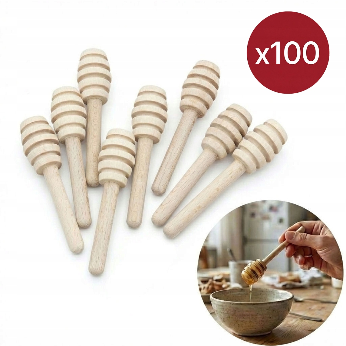 Dřevěná lžíce na med 100 kusů medovník naběračka G10 cm