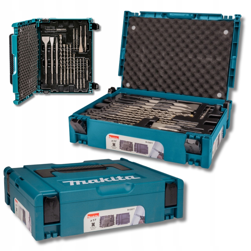 Velká Sada vrtáků a sekáčů Makita v kufříku 17 kusů Sds+ B-53877 Pevné