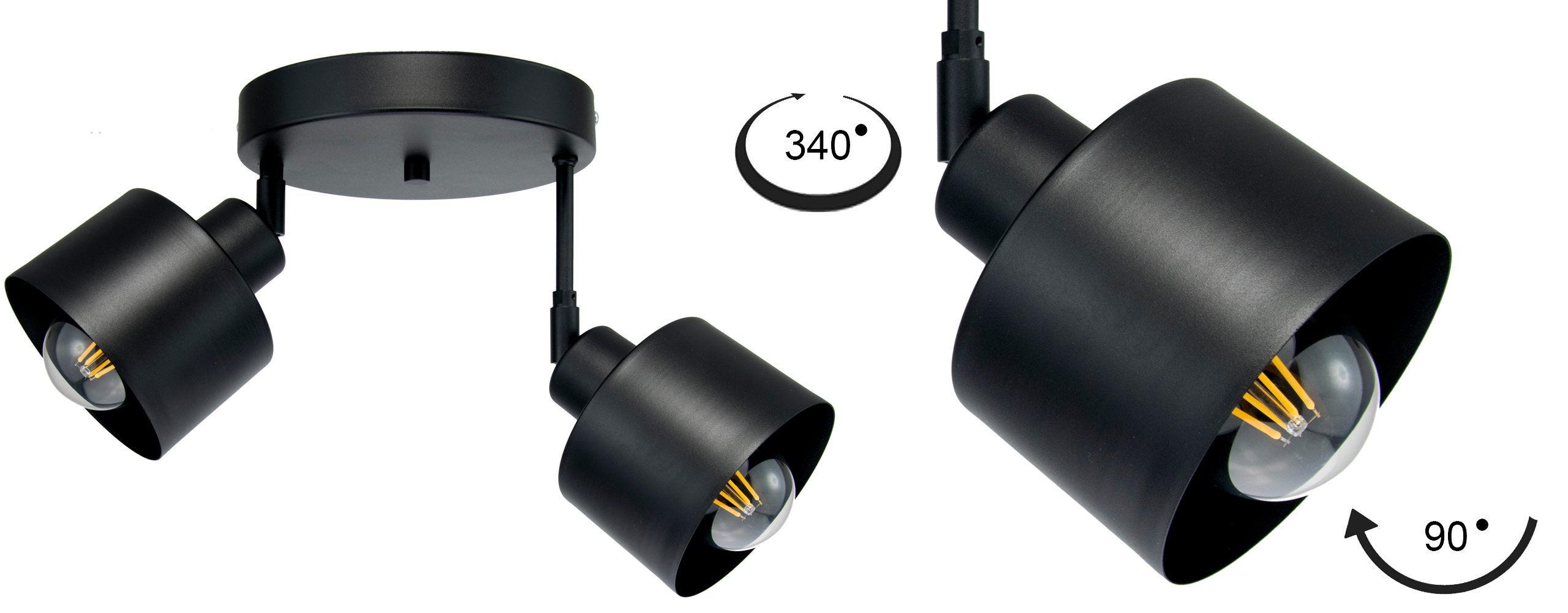 NOWOCZESNY PLAFON TUBA LAMPA SUFITOWA WISZĄCA CZARNA RUCHOMA LED Liczba punktów światła 2