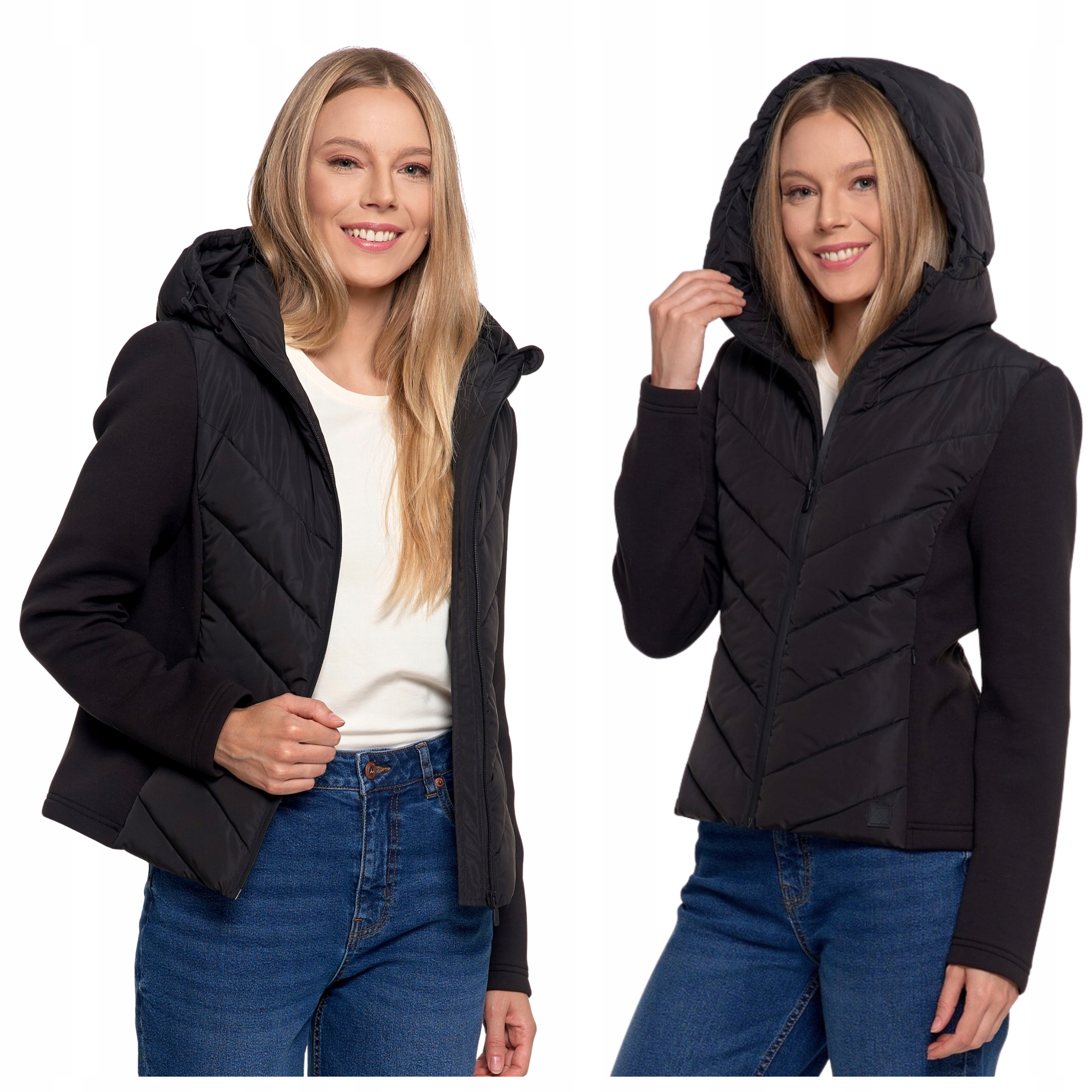 Krótka Kurtka Damska Przejściowa Z Kapturem Na Jesień Ciepła Moraj 3XL