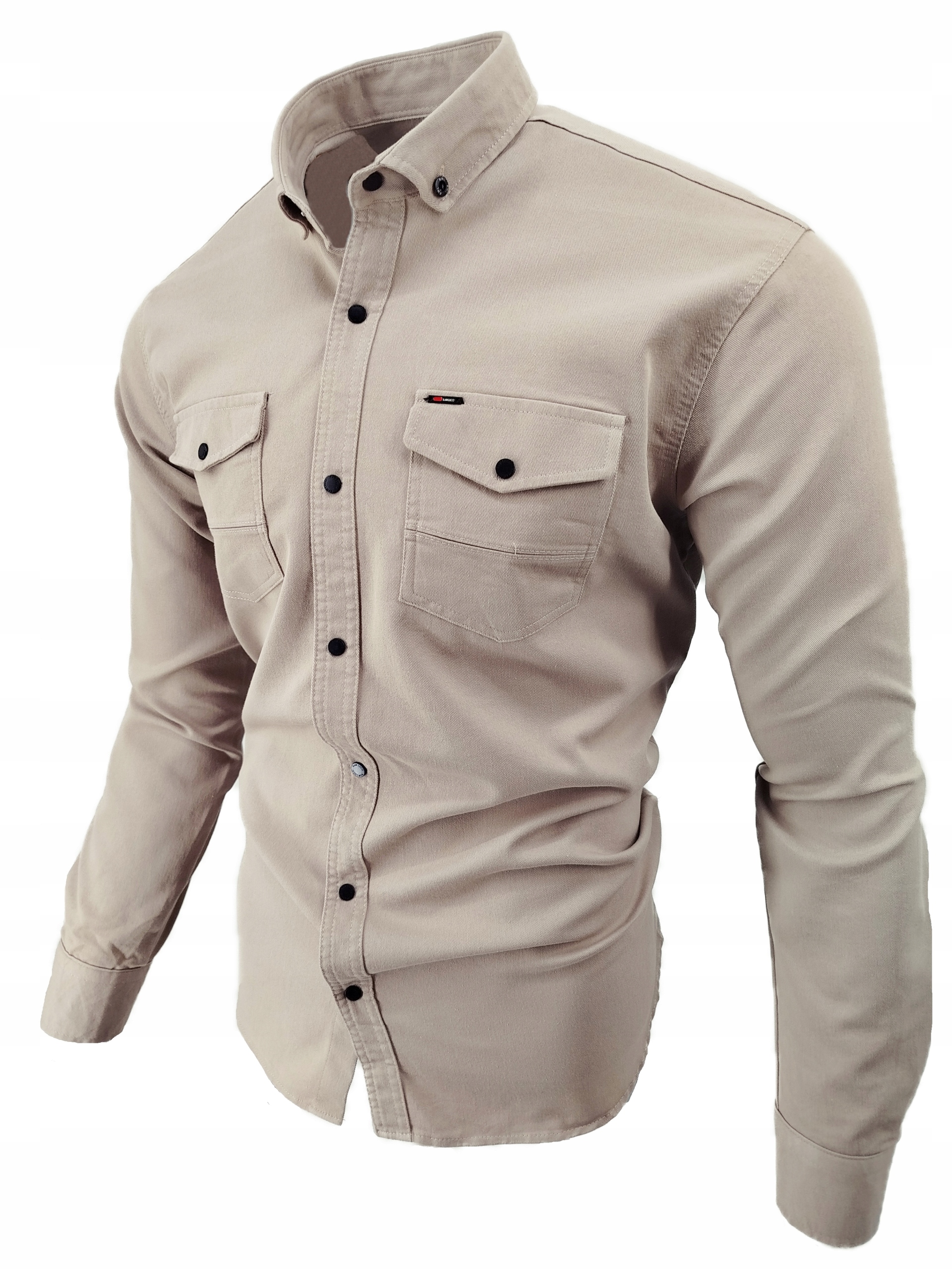 Pánská Košile S Límečkem Na Druky Béžová Světlá 2079 Vel: 7XL 55/56