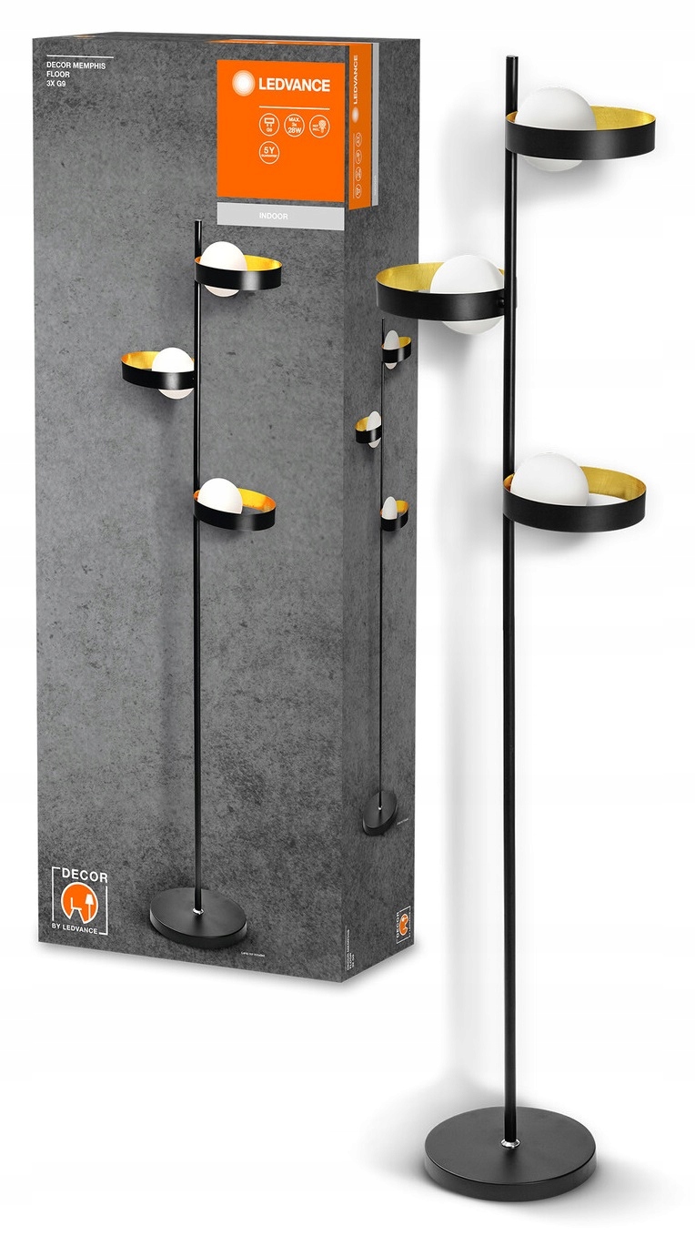 Stojací lampa Ledvance Memphis G9 28 W bílá, černá, odstíny žluté a