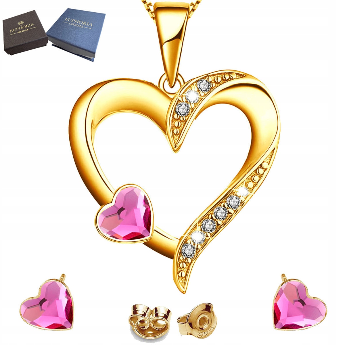 Zlatý komplet Šperky Stříbro Zirkony Dárek k svátku Valentýna