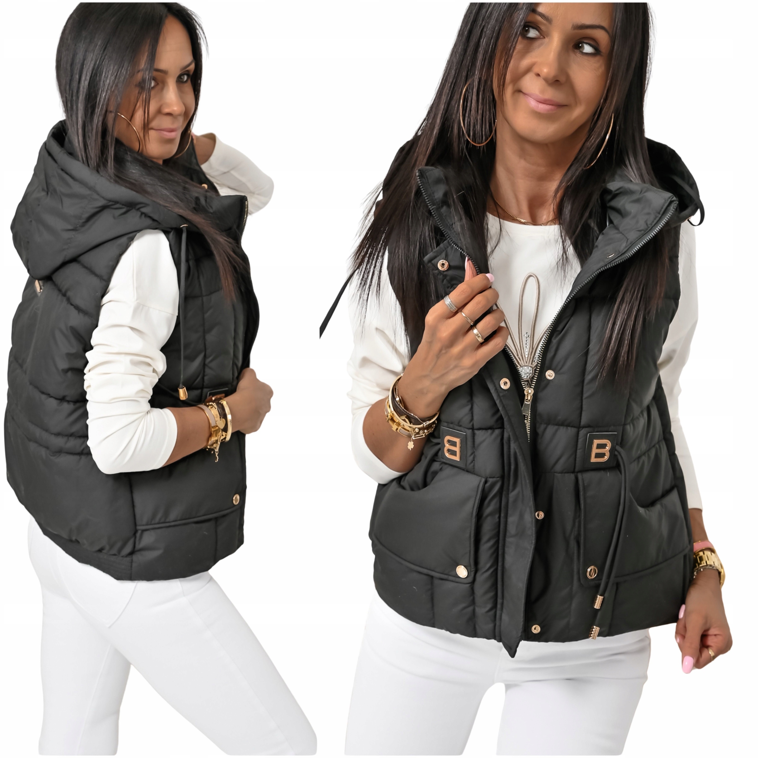 Casualowa Pikowana Kamizelka Z Kapturem Brandy! WZ.1 XXL