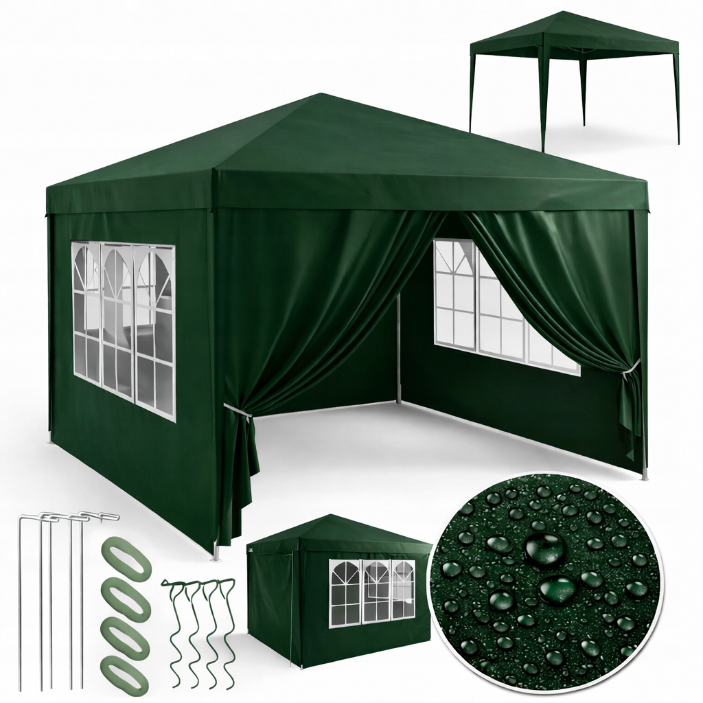 Altán Zahradní Pavilon Stan 3x3 m 4 Boční Stěny Uzamykatelný