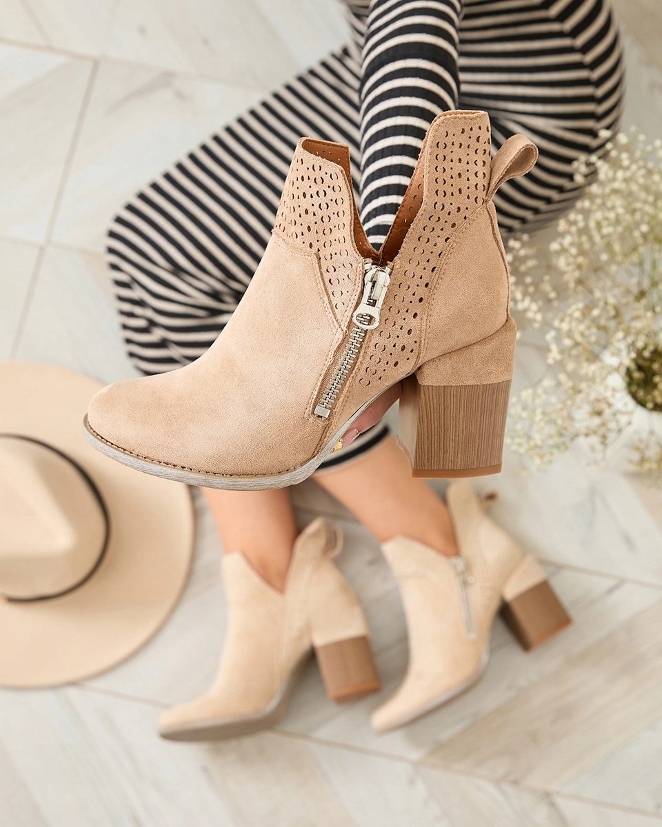 JASNOBRĄZOWE BOTKI DAMSKIE NA SŁUPKU VEVIRET 40 Oryginalne opakowanie producenta pudełko