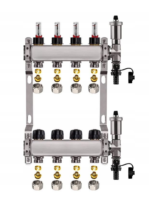 Rozdělovač pro podlahu nerezový 4-okruhové podlahové vytápění Pex
