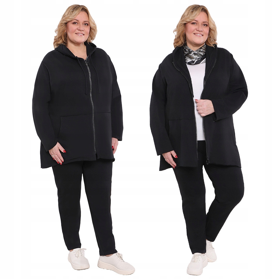 Černý teplákovka se zipem s písmeny plus size, velikost 52/54