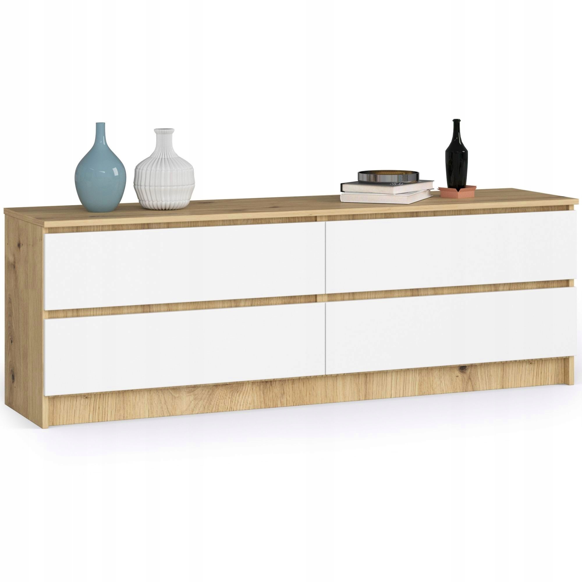 Pokojová komoda k160 4 zásuvek dub artisan/bílá