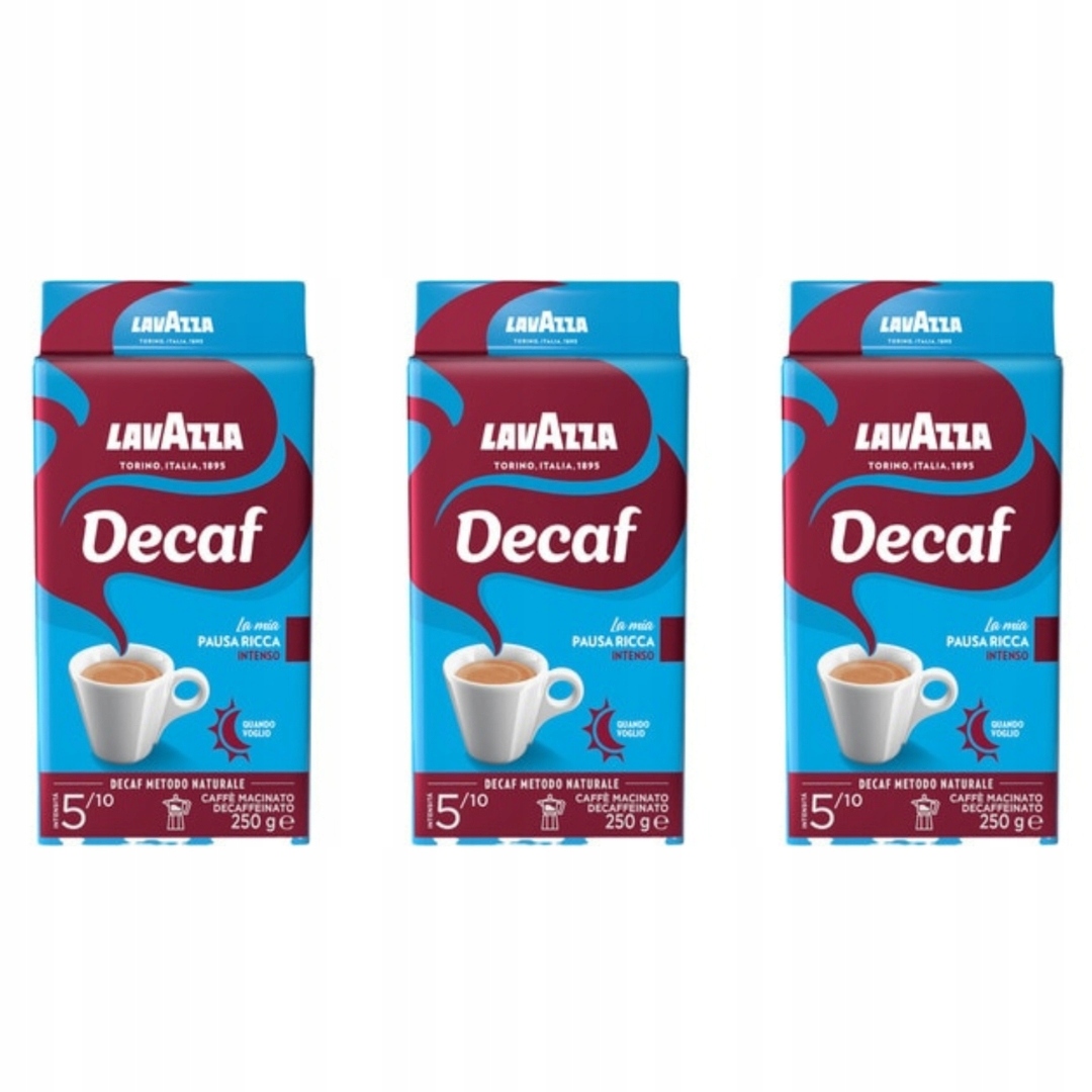 Levně Mletá káva Dek Intenso Lavazza Italská originální káva 250 g bez kofeinu