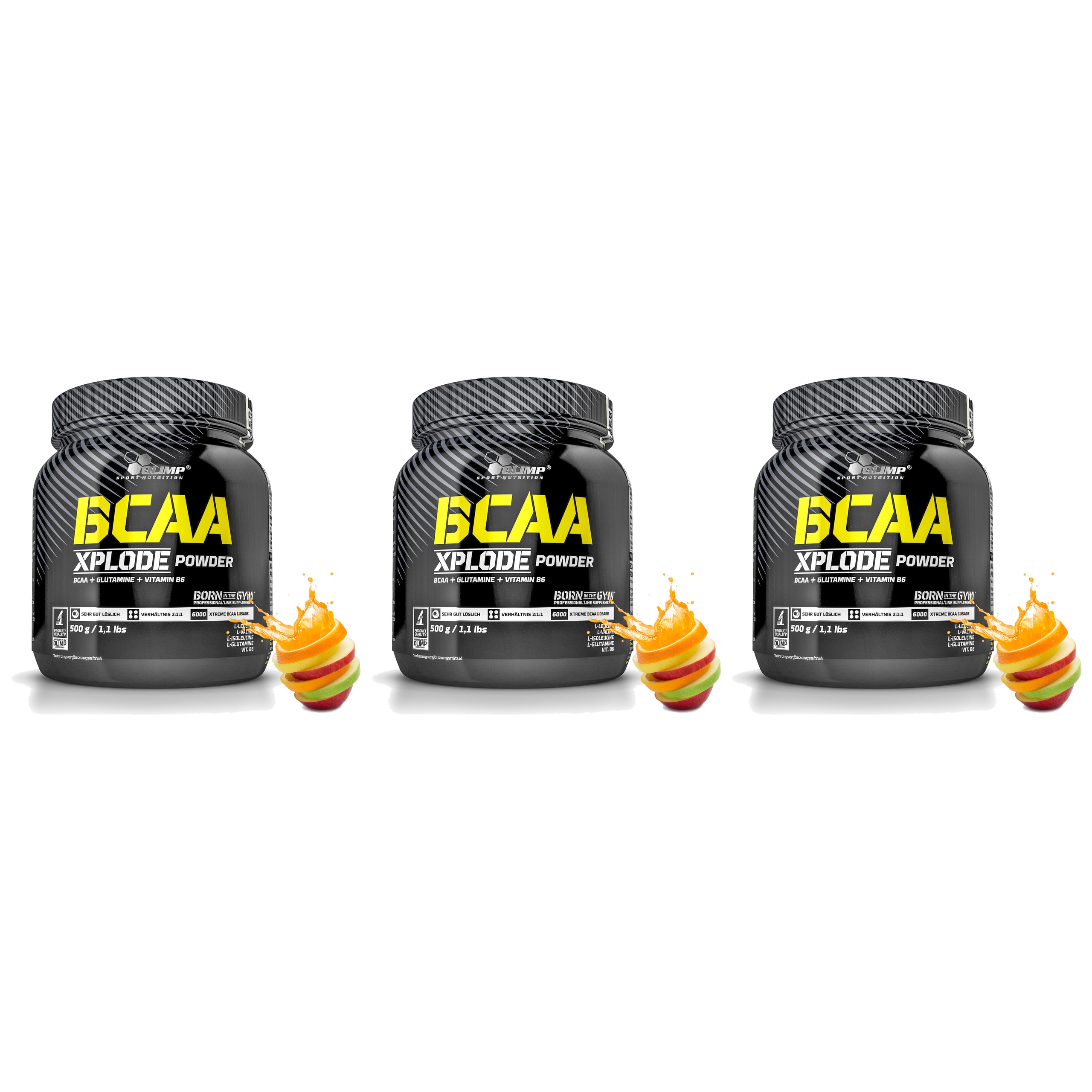 3x Olimp Bcaa Xplode 500 g Aminokyseliny Leucin Valina Regenerace