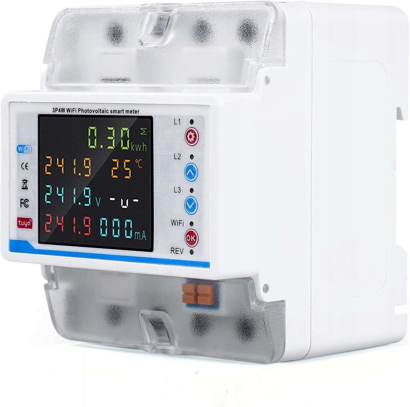 3-fázový 2-smerový merač energie Spz 100A WiFi Tuya prúd